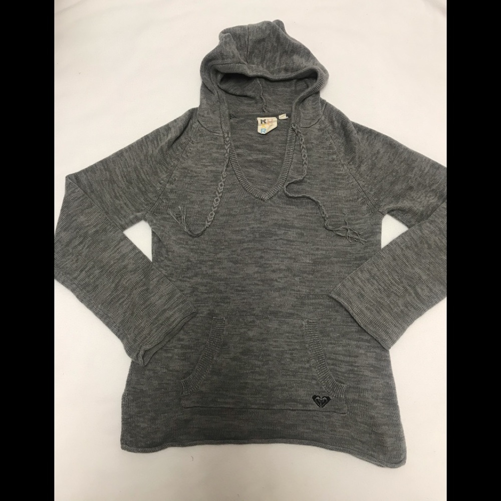 Roxy Gray Hooded Knit Sweater